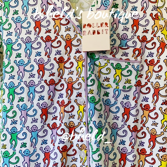 Roller Rabbit Disco Monkey Polo Pajamas in Rainbow Size X-Small XS New NWT - Picture 7 of 16